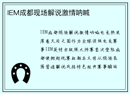 IEM成都现场解说激情呐喊